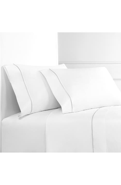 Melange Home Single Stripe Embroidered 300 Thread Count Cotton Percale Sheet Set In Charcoal/white