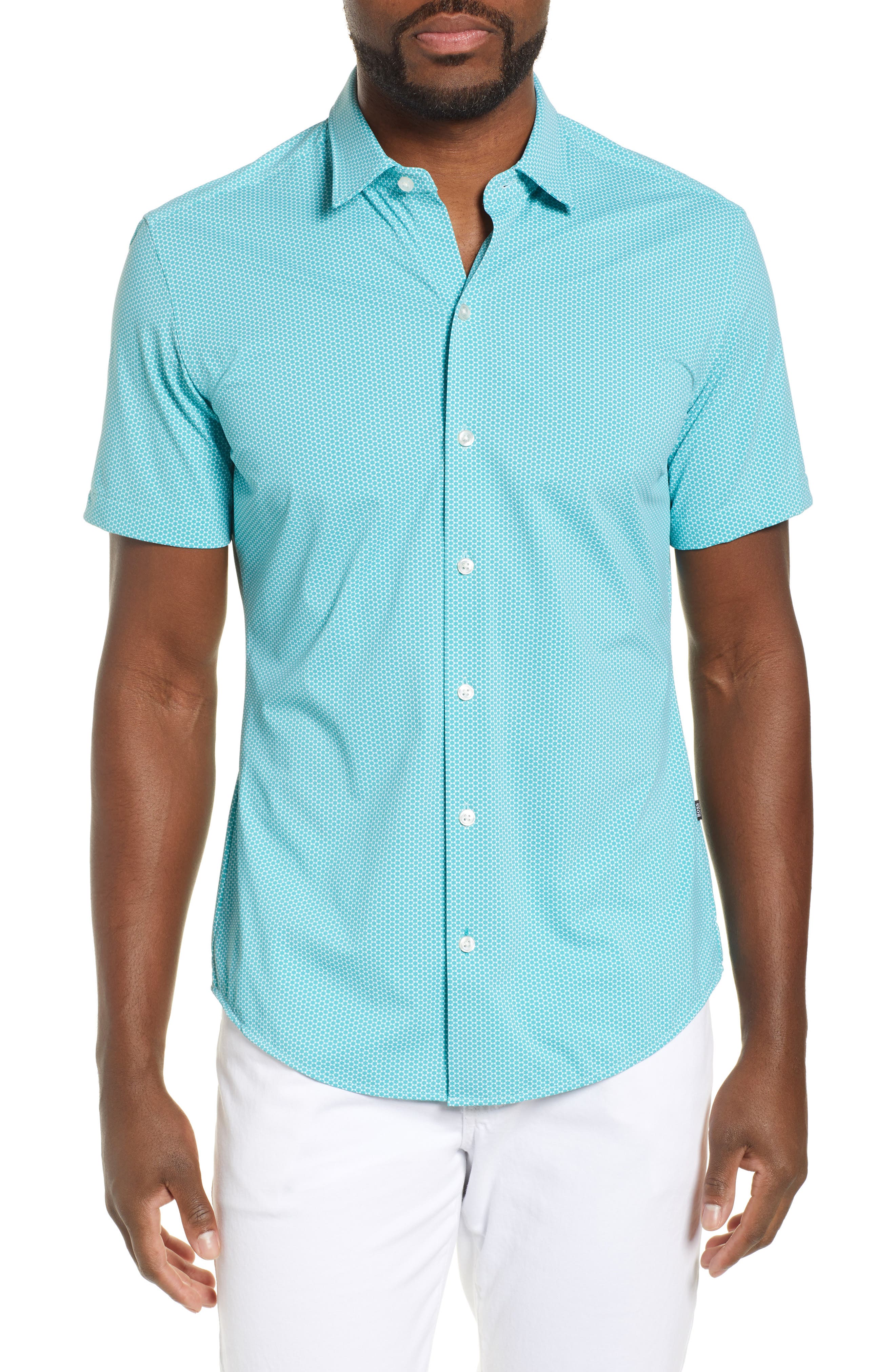 Boss T-shirts Robb Sharp Fit Geo Print Shirt