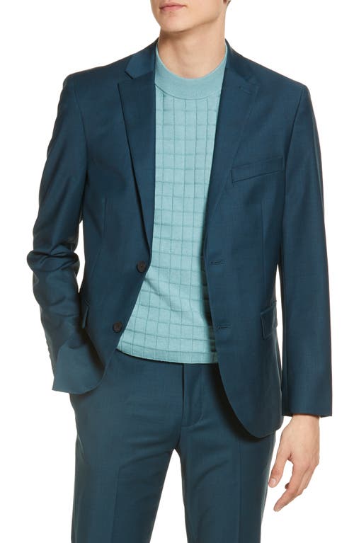 Solid Extra Trim Wool Blend Sport Coat in Teal Cyrus