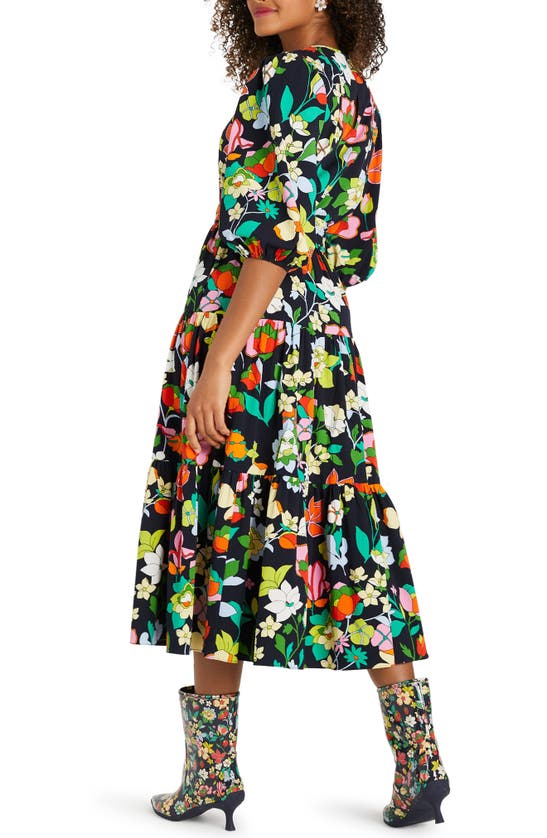 kate spade new york flower bed tiered floral-print midi dress