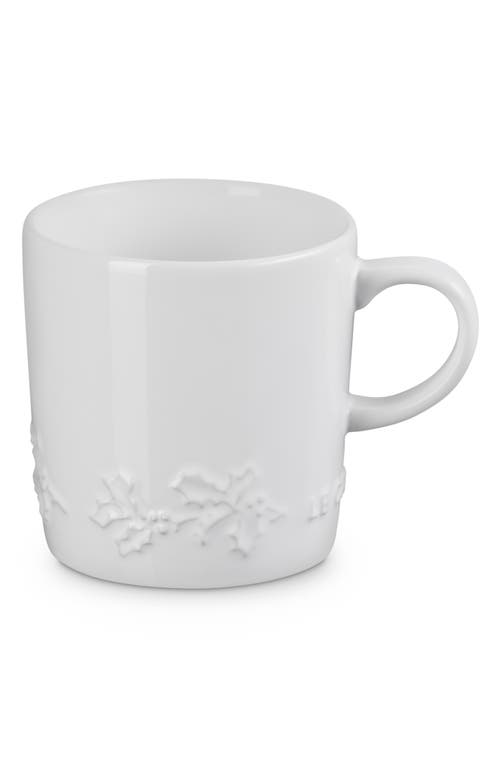 Le Creuset Holly Collection Mug in White 