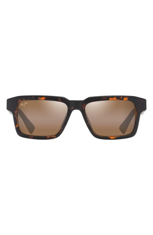 Maui Jim Kahiko 53mm Polarizedplus2® Gradient Square Sunglasses In Matte Dark Havana