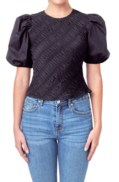 English Factory Asymmetric Shirred Puff Sleeve Top at Nordstrom,