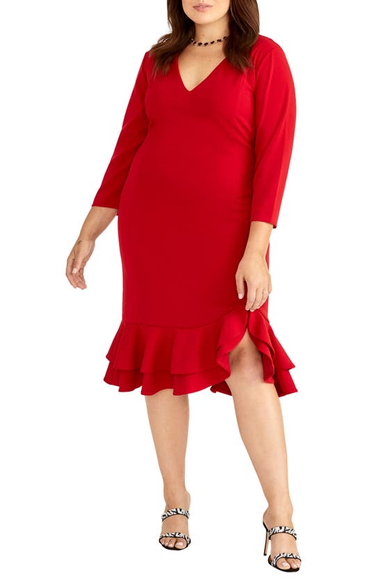 Rachel Roy Plus Trendy Plus Size Ruffle Midi Dress In Autumn