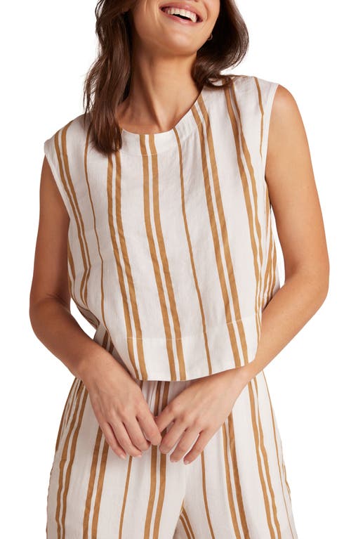 Bella Dahl Boxy Button Back Sleeveless Linen Blend Top Redwood Stripe at Nordstrom,