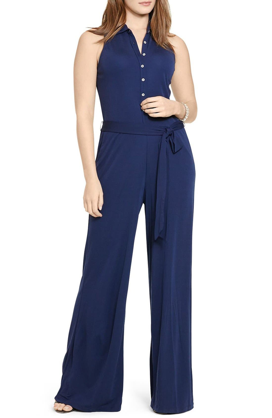 Lauren Ralph Lauren Wide Leg Jersey Jumpsuit (Plus Size) Nordstrom