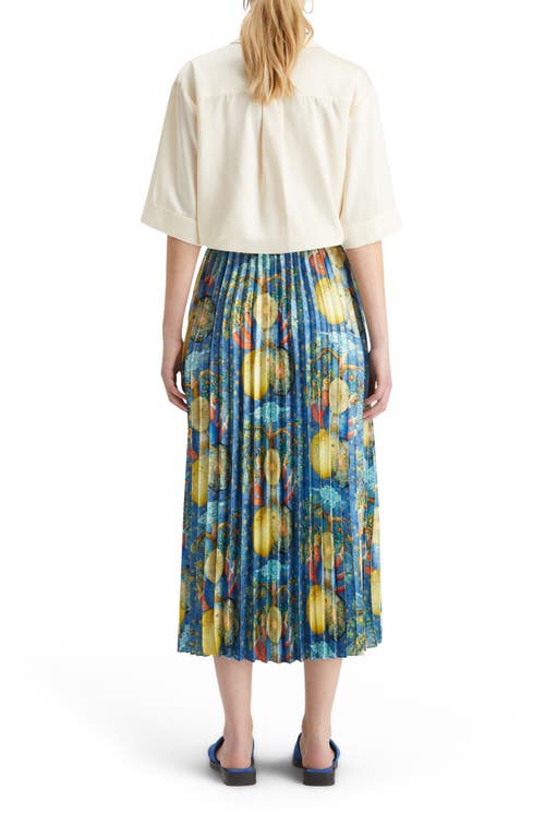 Shop Scotch & Soda Mixed Print Pleated Satin Skirt In Embassy Tree Aop