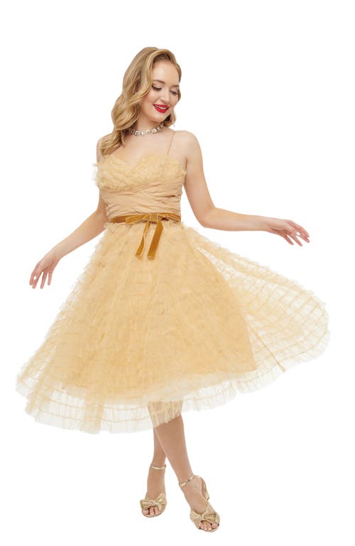 Unique Vintage Tulle Sweetheart Cupcake Swing Dress In Yellow