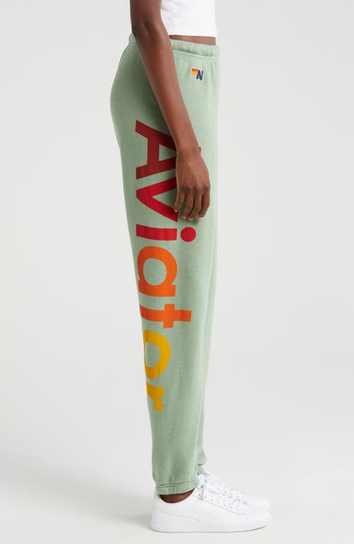 Shop Aviator Nation Rainbow Logo Sweatpants In Sage