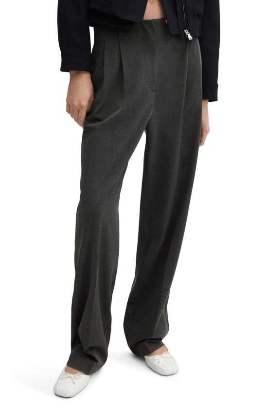 Shop Mango Pleated Wide Leg Pants In Grey