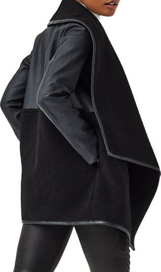 SPANX® Fleece & Faux Leather Long Wrap Jacket