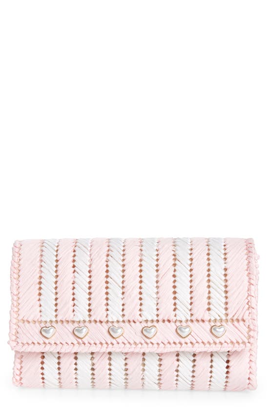 Btb Los Angeles Gizelle Straw Clutch In Pink