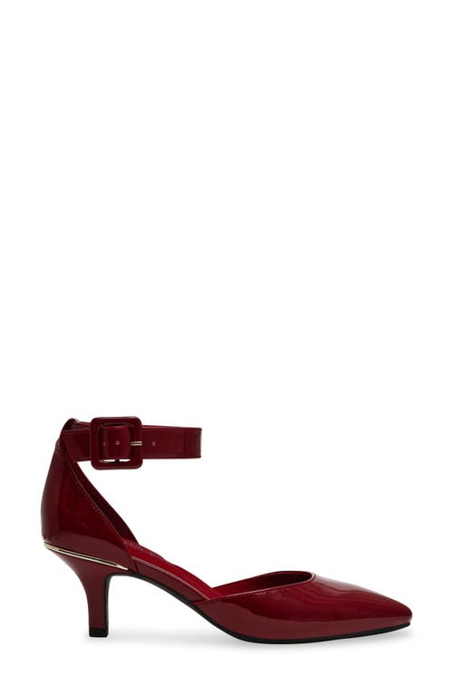 Anne Klein Fararia Pointed Toe Kitten Heel Pump In Burgundy Patent