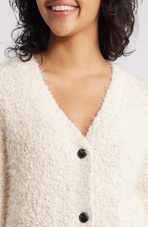 Shop Noisy May Sassy Bouclé Cardigan In Eggnog