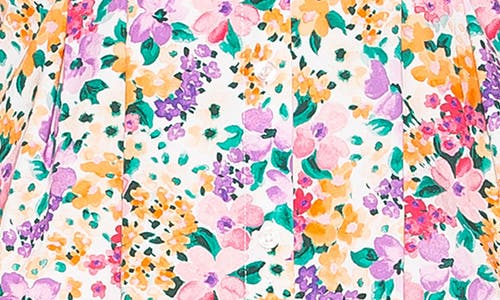 Alexia Admor Calliope Fitted Long Sleeve Button-up Shirt In White/purple Floral Multi