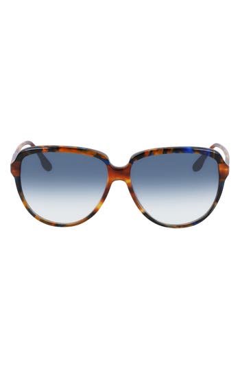 Shop Victoria Beckham 60mm Gradient Round Sunglasses In Chocolate Smoke/blue Gradient