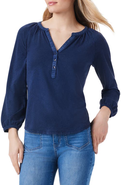 NZT by NIC+ZOE Cotton & Modal Knit Split Neck Top in Dark Indigo at Nordstrom, Size Xx-Large