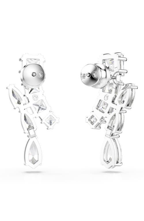 Swarovski Matrix Pierced Earrings Rhodium Shiny White In White/silver