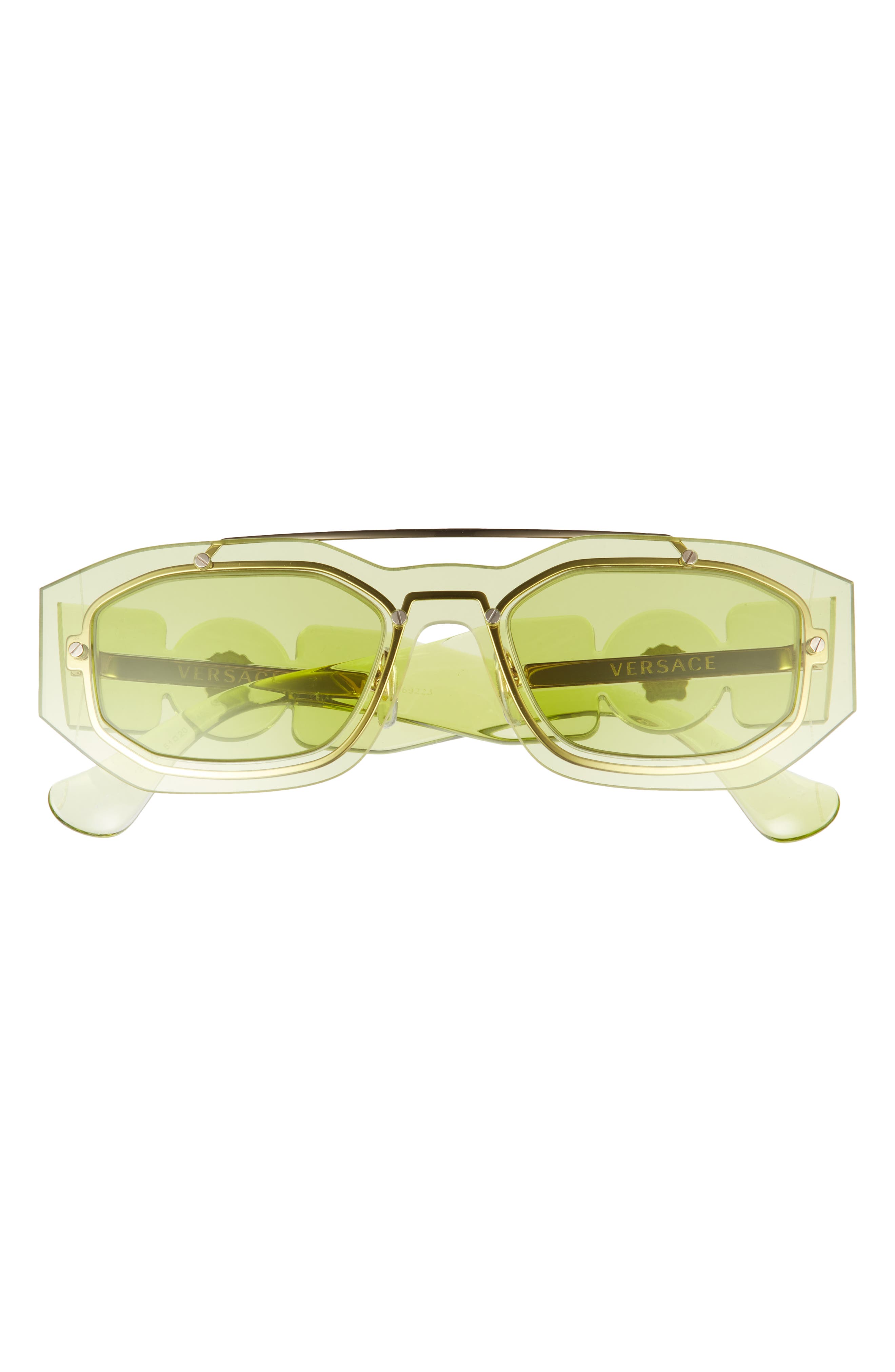 Versace 51mm Irregular Sunglasses in Transparent Light Green/Green at Nordstrom