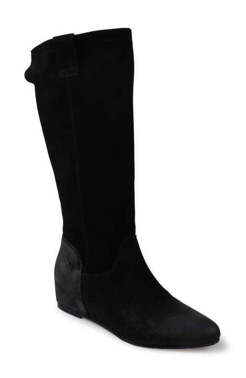 Zigi Hidden Wedge Boot In Black Suede