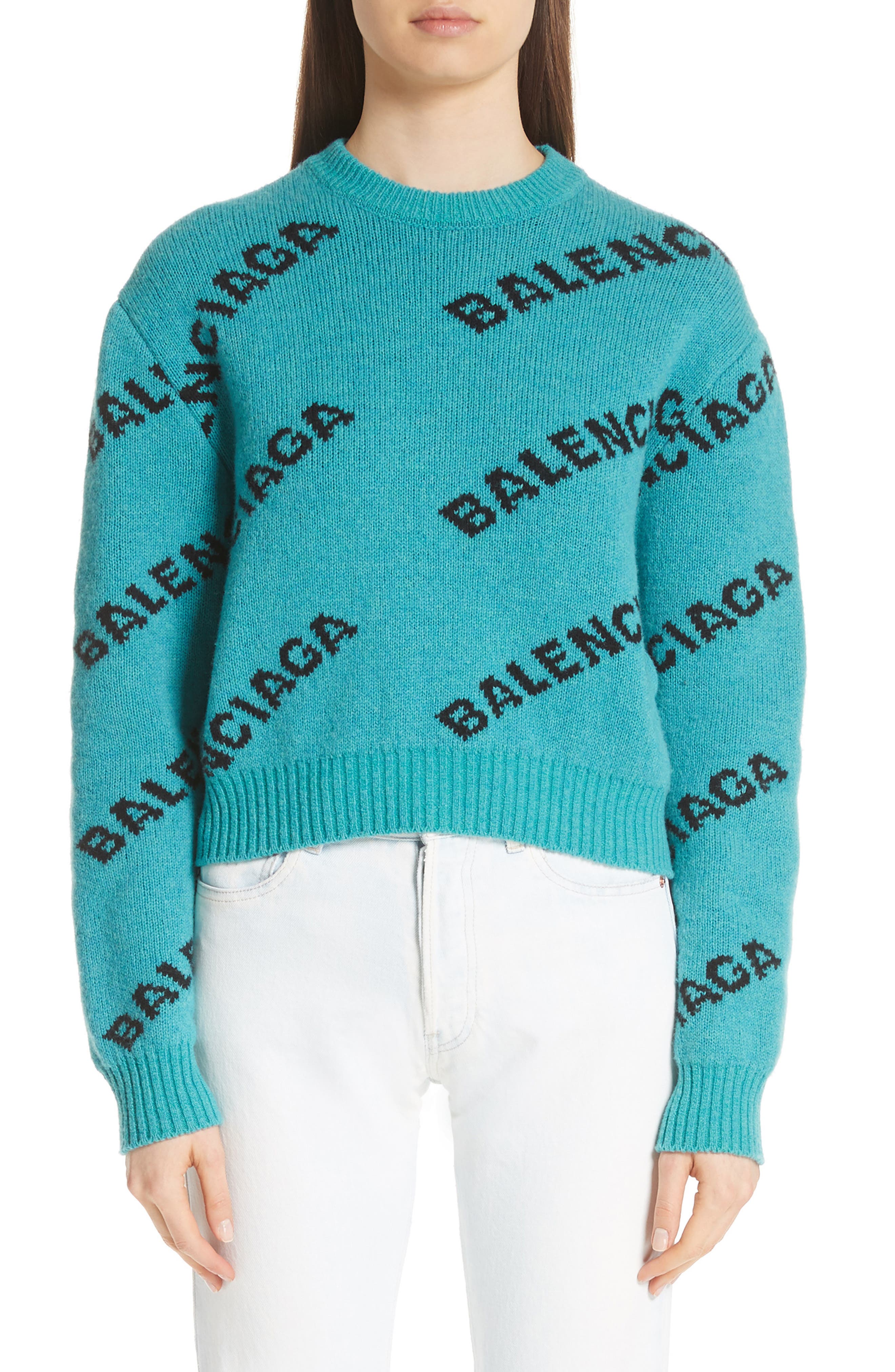 balenciaga logo jacquard sweater