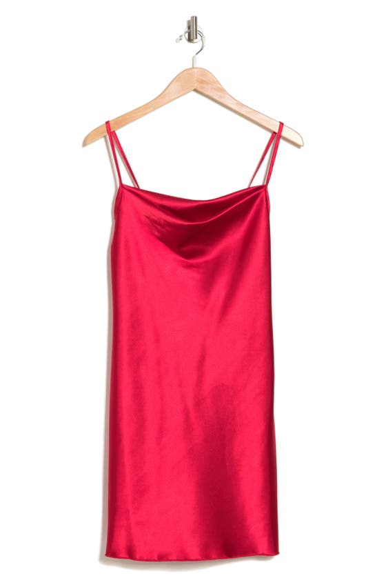 Bebe Cowl Neck Satin Slip Dress In Red