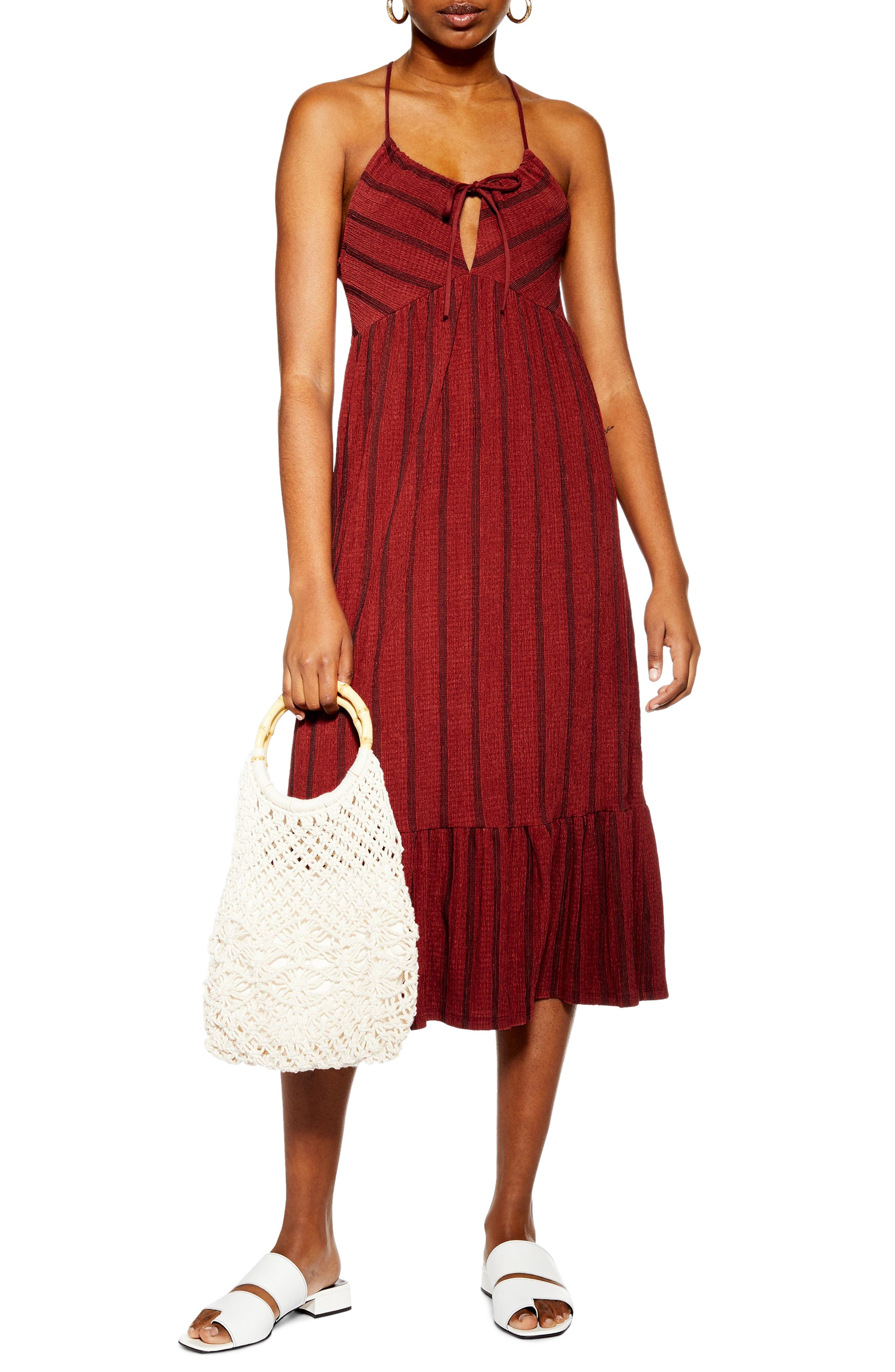 Topshop Stripe Crinkle Sundress, US (fits like 6-8) - Red