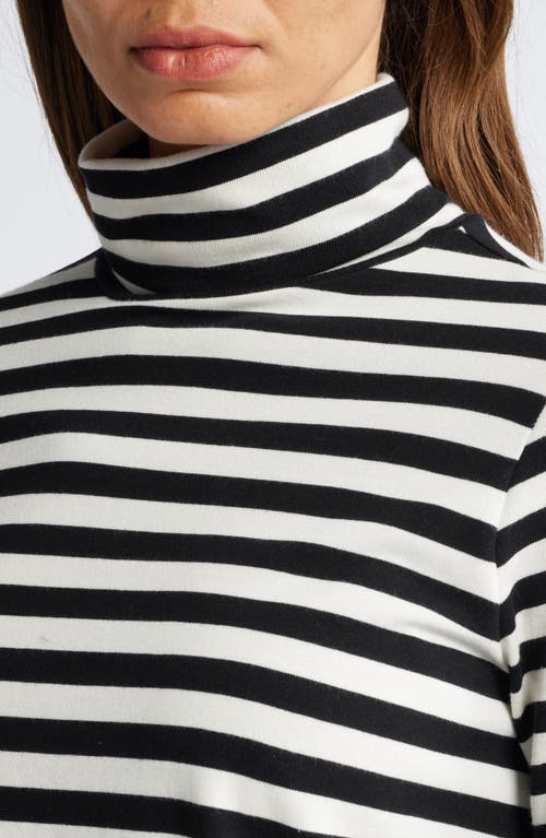 Shop Caslonr Caslon(r) Long Sleeve Turtleneck Top In Black- Ivory C Charm Stripe