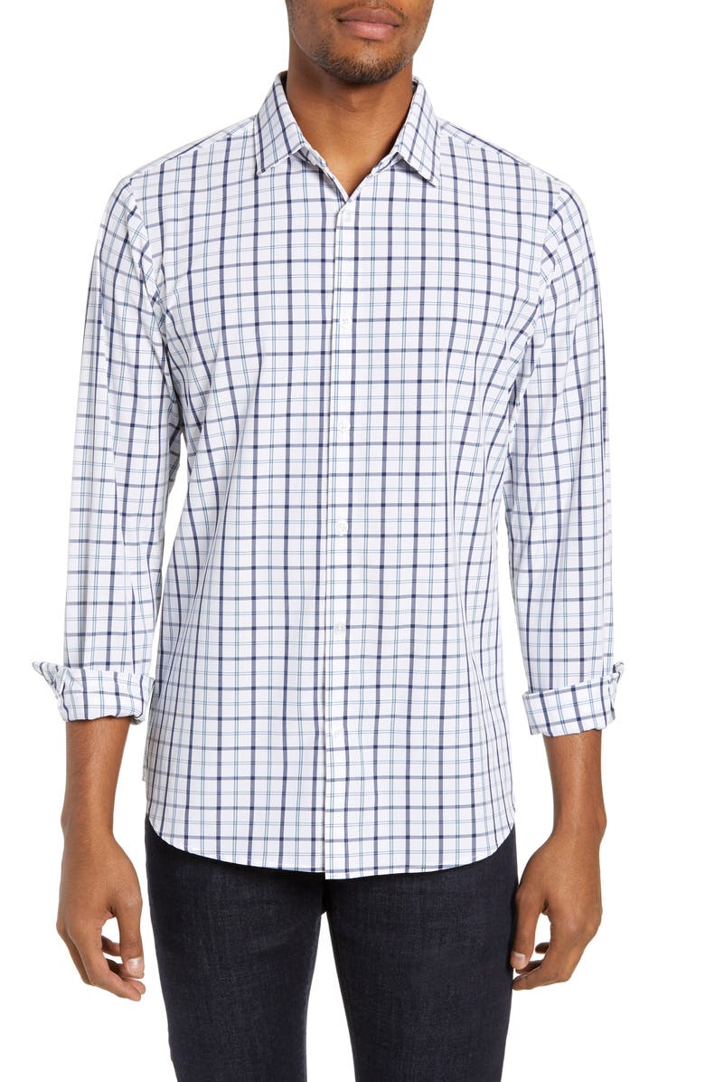 Mizzen+Main Bowers Trim Fit Check Performance Sport Shirt | Nordstrom