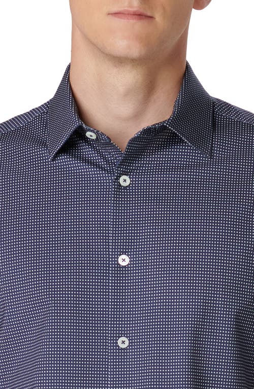 Shop Bugatchi Miles Ooohcotton® Pin Dot Short Sleeve Button-up Shirt In Navy