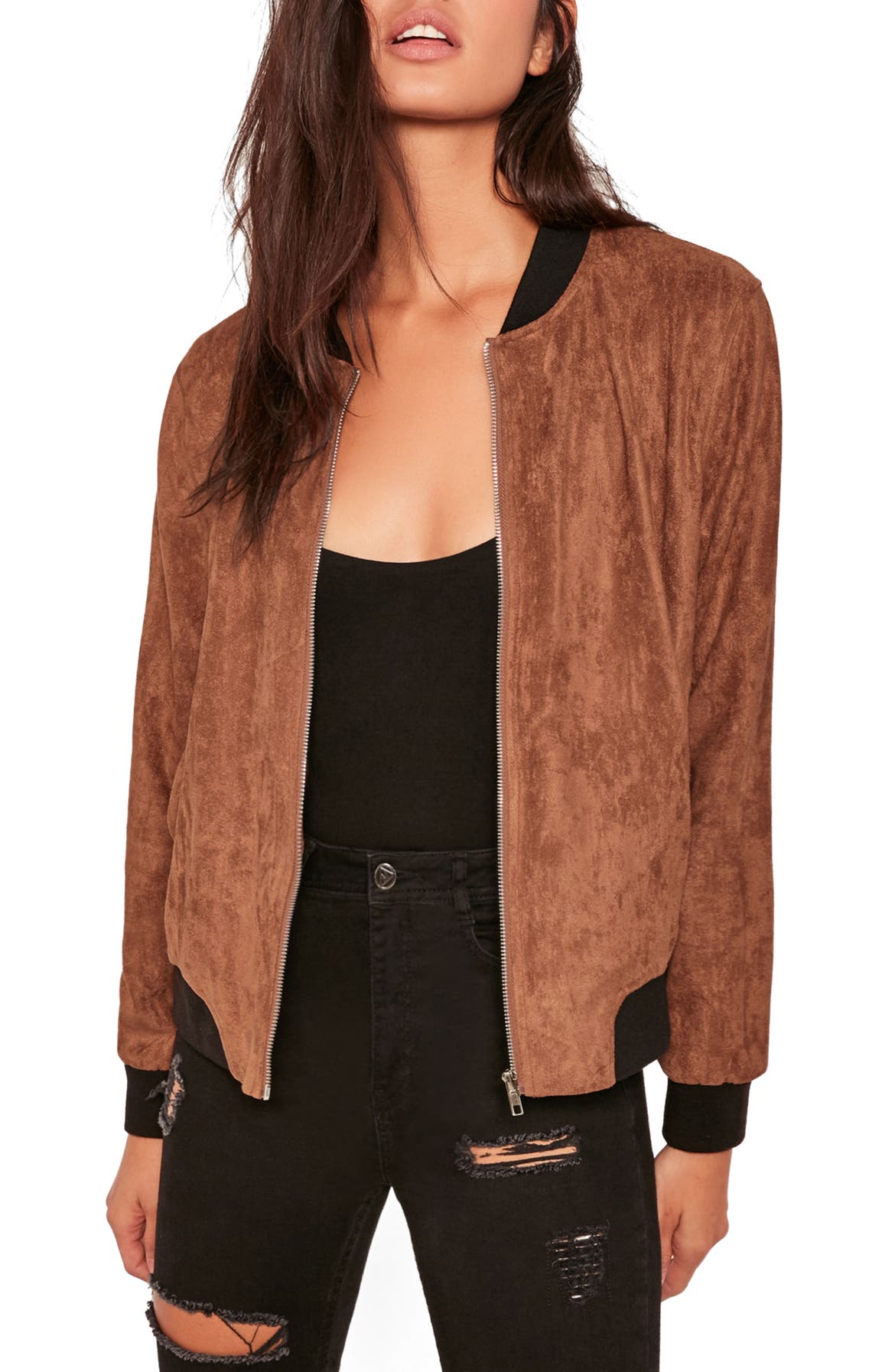 Missguided Faux Suede Bomber Jacket | Nordstrom