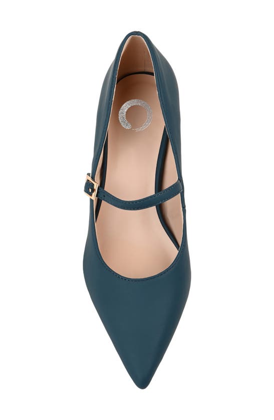 Journee Collection Womens Manza Kitten Heel Mary Jane Pointed Toe Pumps In Navy