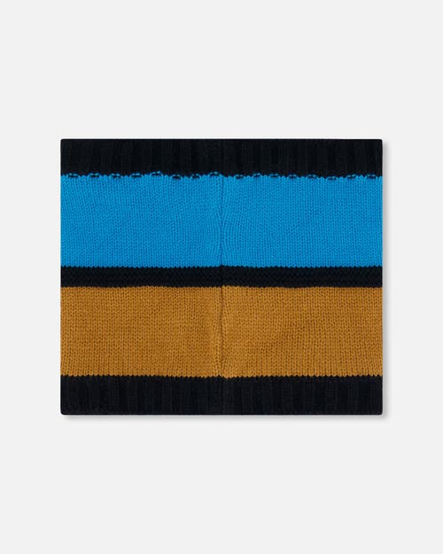 Shop Deux Par Deux Boy's Knit Neckwarmer Blue, Black And Spice In Color Block