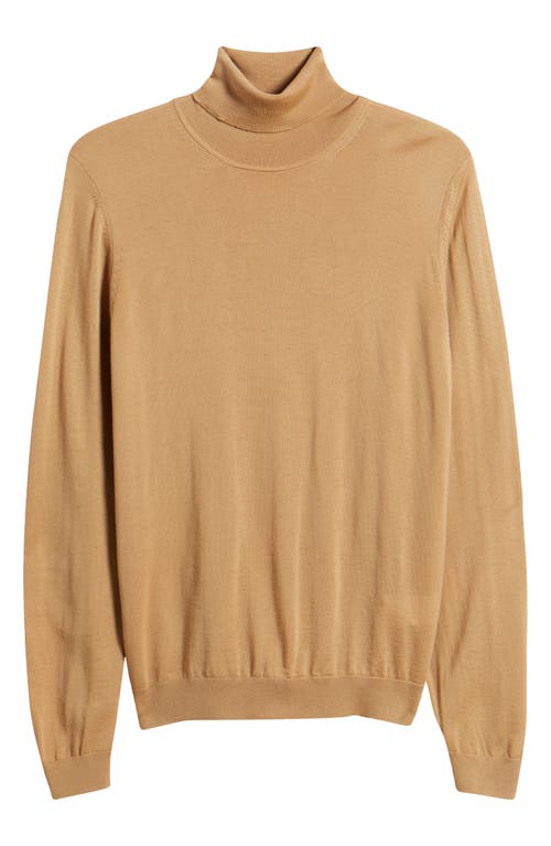 Hugo Boss Boss Musso Virgin Wool Turtleneck Sweater In Medium Beige