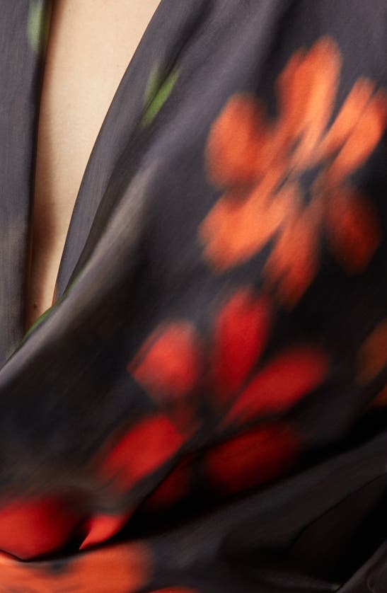 Shop Nasty Gal Blurred Floral Plunge Cowl Neck Satin Halter Top In Black Multi