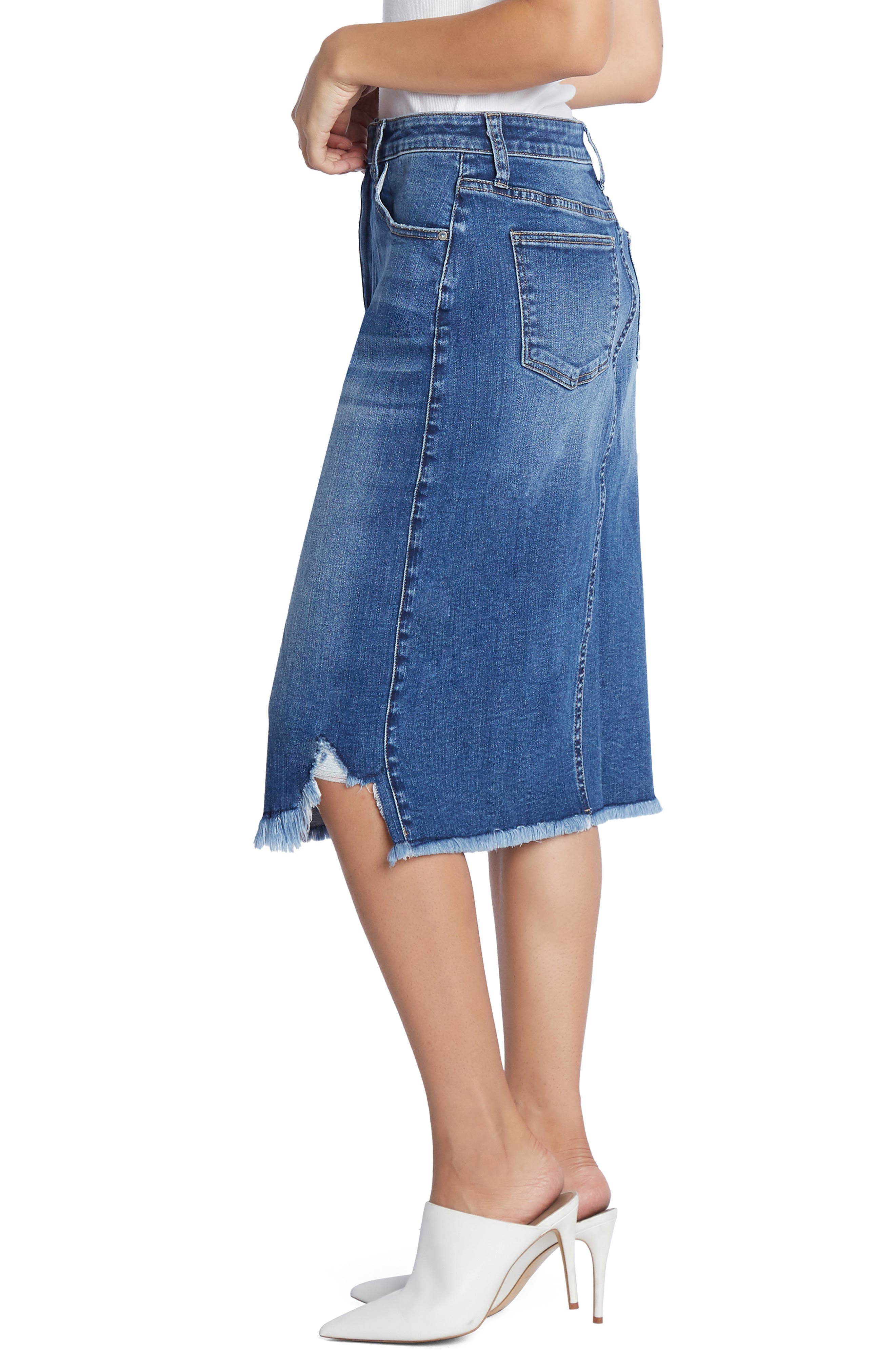 Wash Lab Denim Reveal Denim Midi Skirt Nordstrom