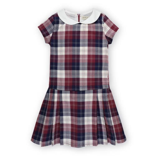 Shop Hope & Henry Baby Girls' Organic Peter Pan Collar Pleated Dress, Infant In Berry Tartan