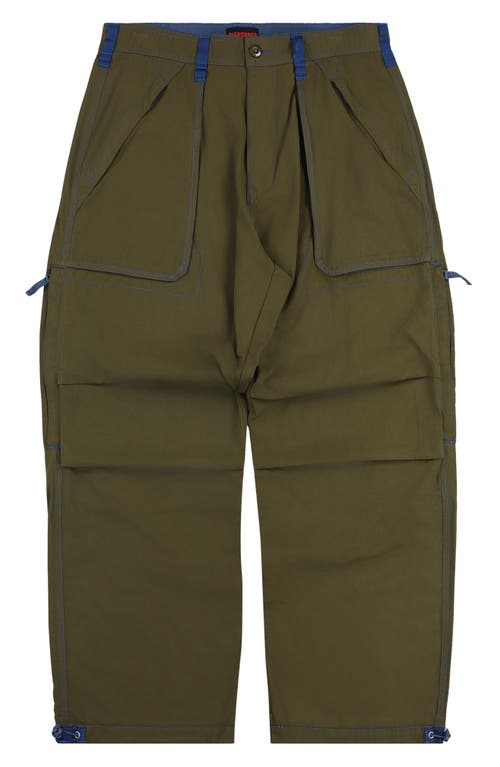 Pleasures Public Parachute Utility Pants In Olive
