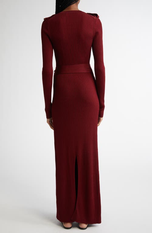 Proenza Schouler Lauryn Belted Silk-viscose Knit Maxi Sweater Dress In Dark Red