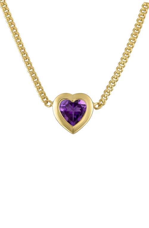 Fzn Heart Charm Necklace In Amethyst