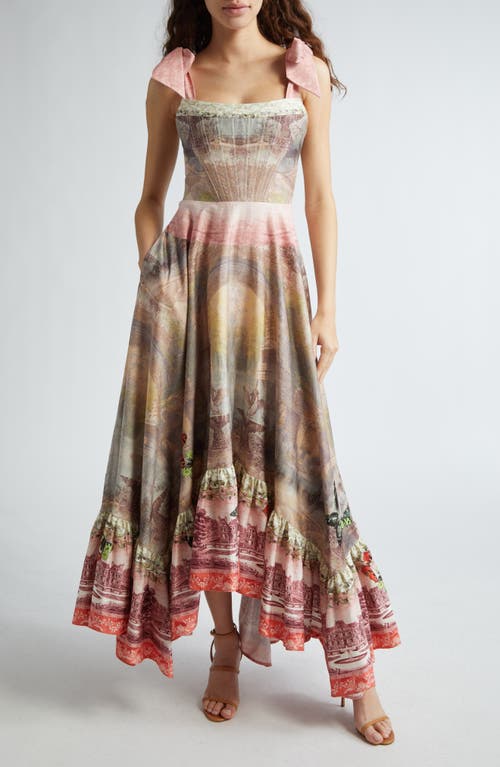 Alice + Olivia Rosalee Tie Strap Bustier Maxi Dress in Versailles at Nordstrom, Size 10