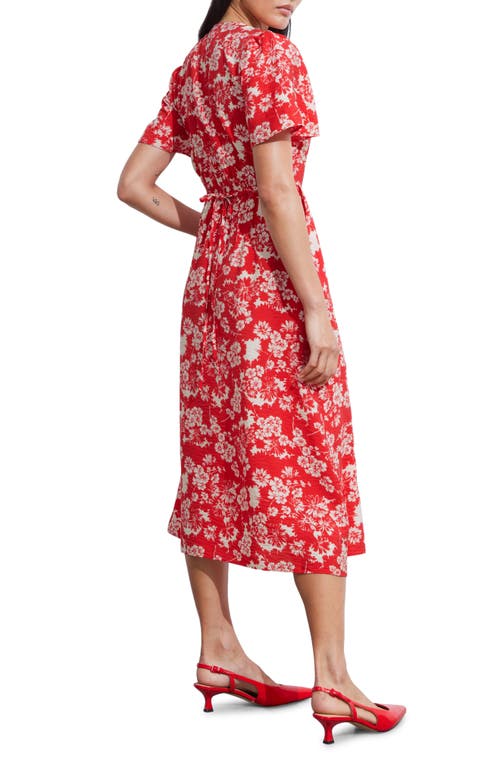 Shop & Other Stories Floral Print A-line Midi Dress In Harper Aop Red Base