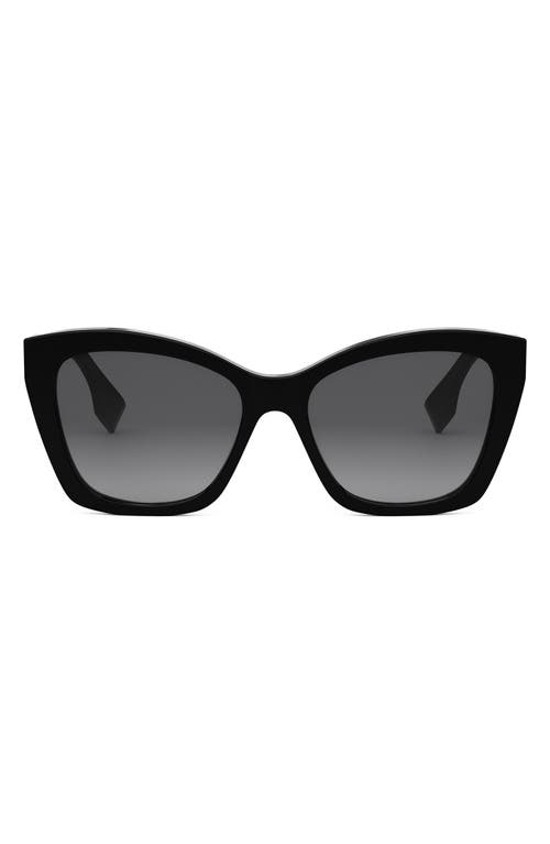 Shop Fendi ' Lettering 55mm Gradient Square Sunglasses In Shiny Black/gradient Smoke