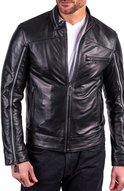Leather Moto Jacket in Black