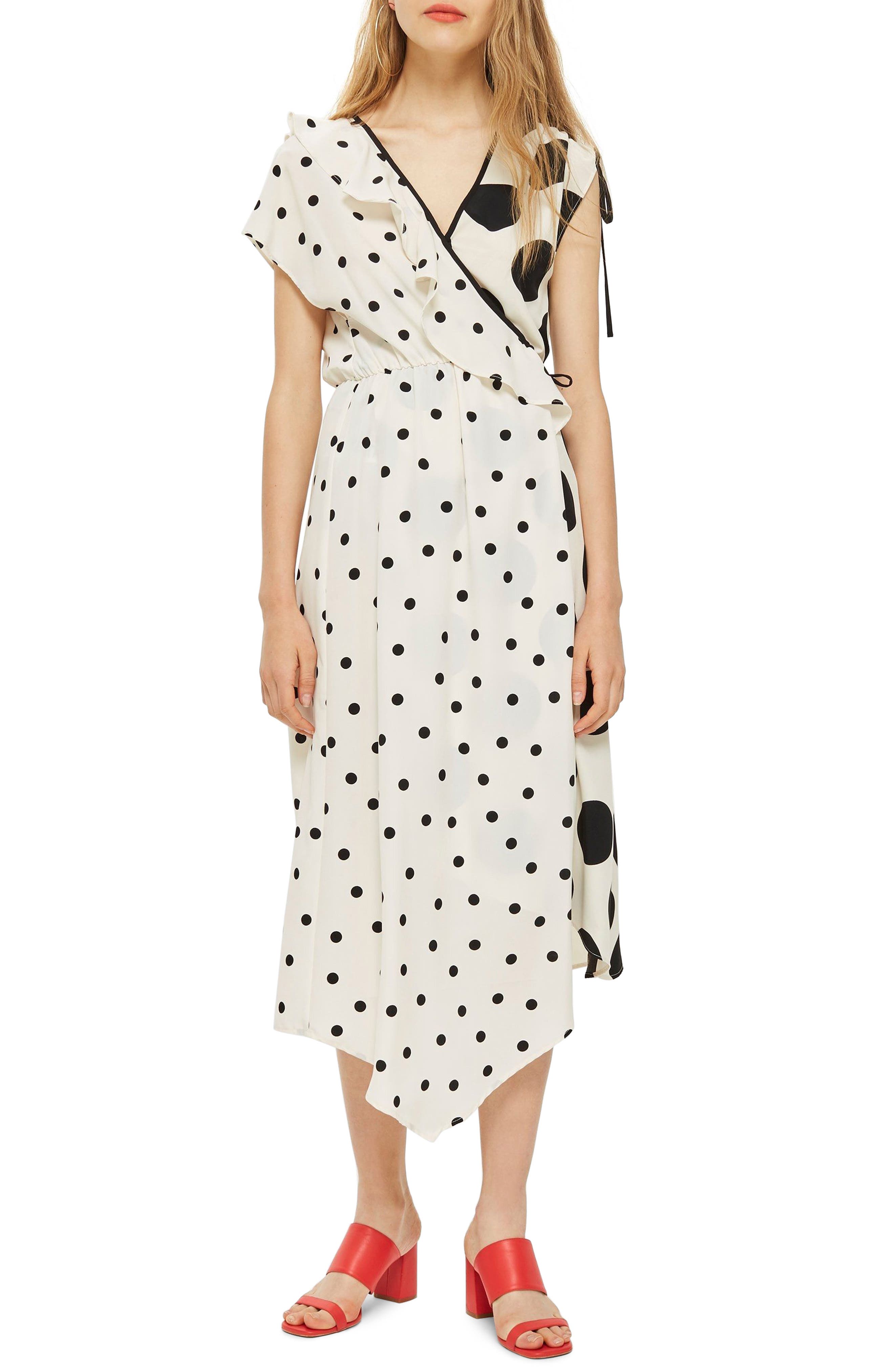 topshop mix spotted midi dress