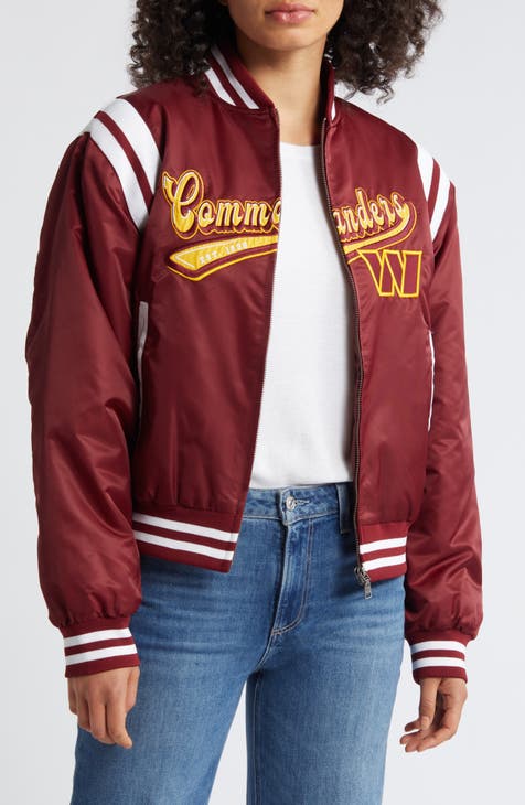 Crimson Color Wave Pattern Women's Bomber Premium Jacket main image 1