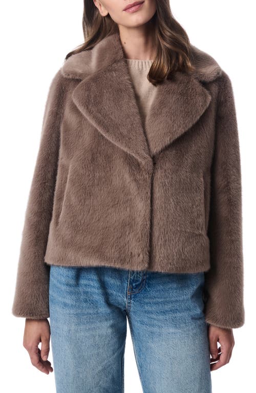 Shop Bernardo Short Faux Fur Coat In Plush Taupe