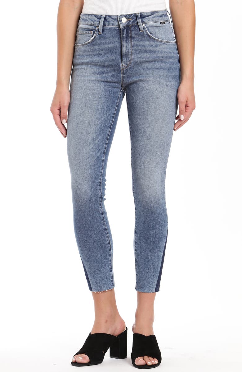 Mavi Jeans Tess High Waist Raw Ankle Skinny Jeans (Indigo Blocking ...