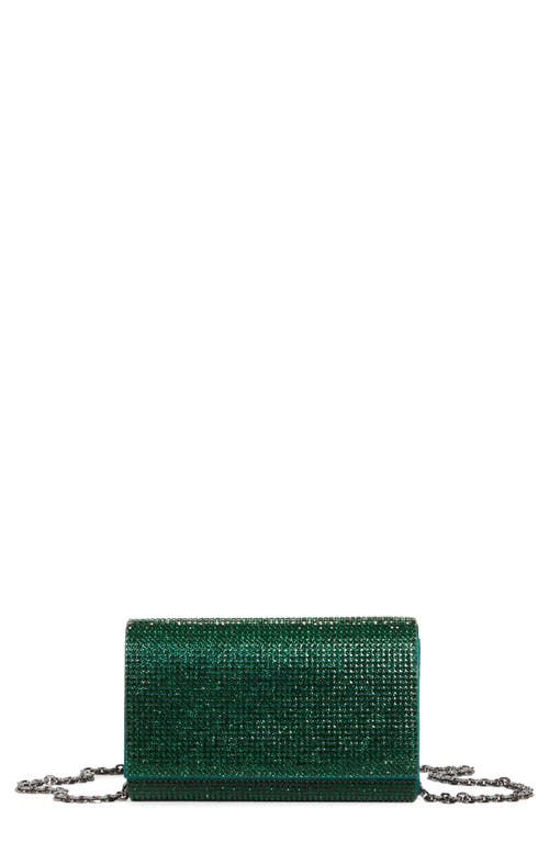 JUDITH LEIBER COUTURE Fizzy Beaded Clutch in Ebonized Emerald Green 