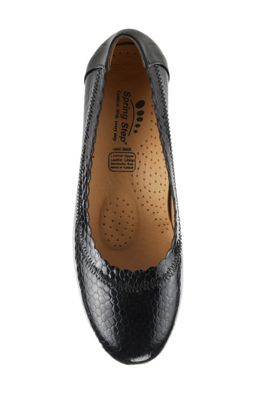 Spring Step Ahmeria Snakeskin Embossed Pump In Black Patent